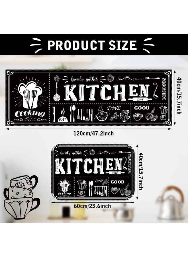 Sinmoe 3 Pcs Kitchen Rug Set Non Skid Thick Black Kitchen Rugs and Mats Stain Resistant Anti Fatigue Mats for Microfiber Floor Non Slip Backing Mat, 15.7" x 47.2", 15.7" x 23.6" - Image 4