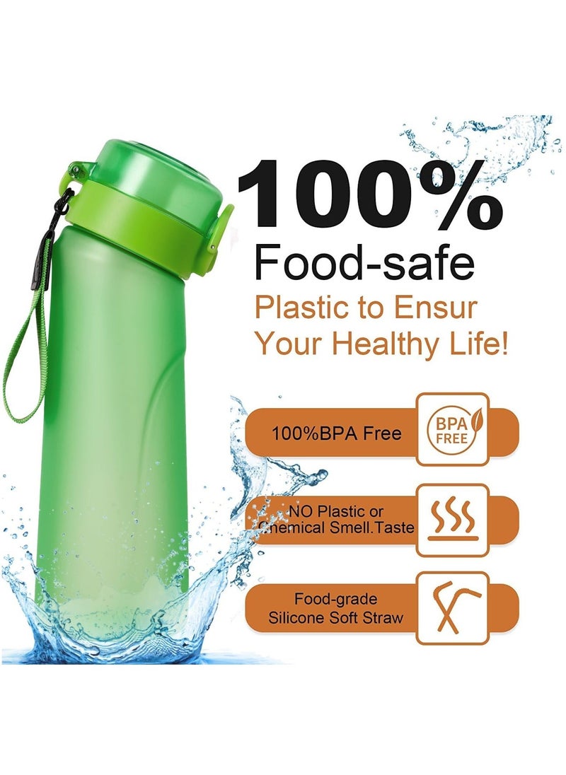 Generic - A1r Up Bottle with 5 Pieces Flavoured Pods, 750ml Air Water Bottle, Scent Up Water Cup Suitable for Outdoor/Sports/Fitness/Fashion, 0 Sugar, 0 Calorie (Green) - Image 1