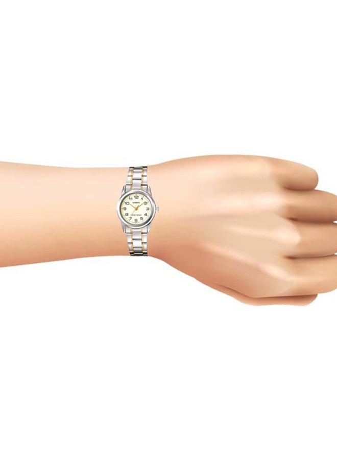 CASIO Women Stainless Steel Quartz Analog Watch LTP-V001SG-9BUDF - 31 mm - Silver/Gold - Image 4