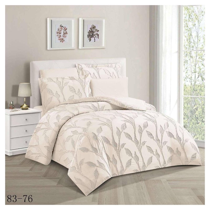 BAIG Microfiber Embroidered Soft Quality Comforter Bedding set-King Size 6Pcs 1-PC fitted bedsheet 200 * 200cm,1-PCS Comforter 220 * 240 fixed, 4PCS Super Soft Pillowcases