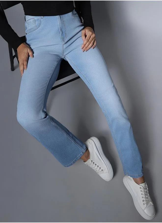 HIGH STAR High Rise Light Wash Bootcut Jeans by Styli