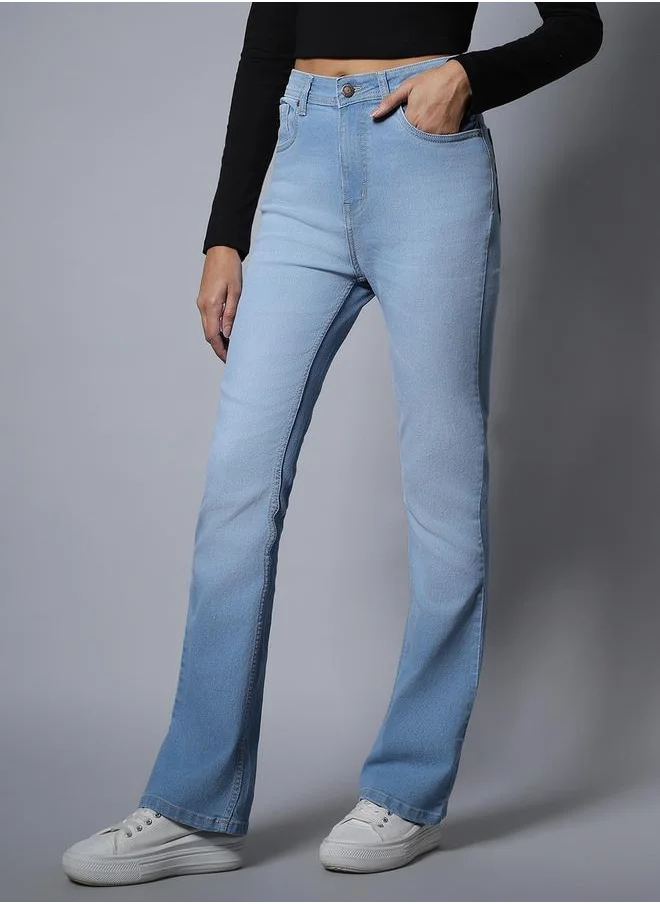 HIGH STAR High Rise Light Wash Bootcut Jeans by Styli
