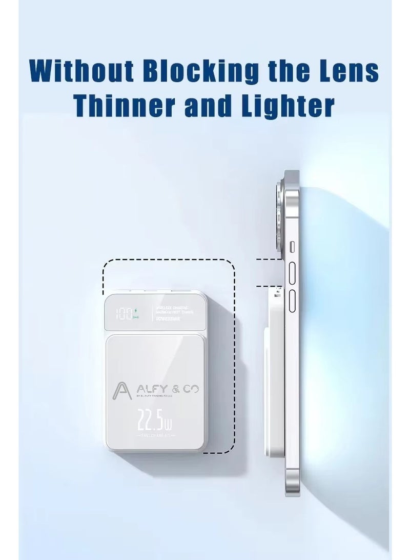 ALFY & CO 10000 mAh Magsafe Power Bank 10000 mAh 22.5W Wireless Portable Charger with PD 20W USB-C Port, Fast Charging for MagSafe Battery Pack iPhone 15 Pro Max/iPhone 15 Plus/14/13/12 Series  - Image 4