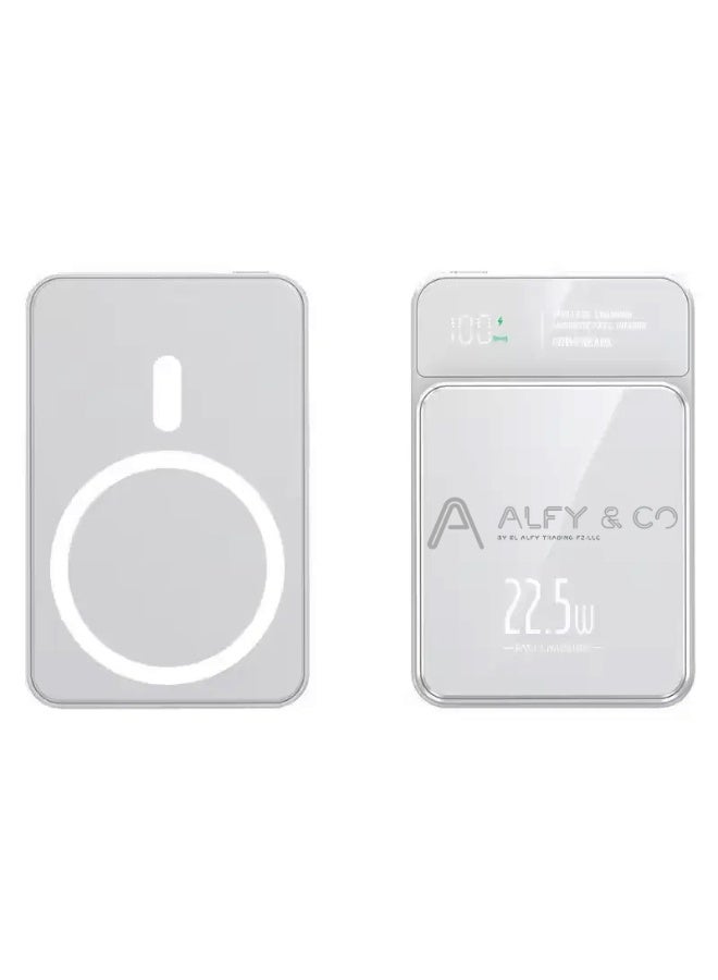 ALFY & CO 10000 mAh Magsafe Power Bank 10000 mAh 22.5W Wireless Portable Charger with PD 20W USB-C Port, Fast Charging for MagSafe Battery Pack iPhone 15 Pro Max/iPhone 15 Plus/14/13/12 Series  - Image 1