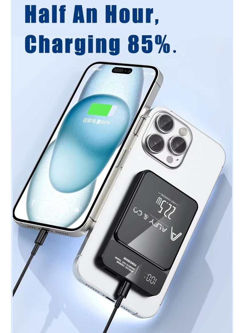 ALFY & CO 10000 mAh Magsafe Power Bank 10000 mAh 22.5W Wireless Portable Charger with PD 20W USB-C Port, Fast Charging for MagSafe Battery Pack iPhone 15 Pro Max/iPhone 15 Plus/14/13/12 Series  - Image 3