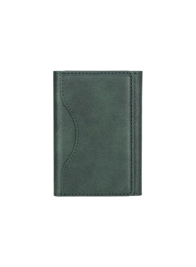 Wallet for Men and Women | Slim Bifold Credit Card Holder Wallet | Men's Business Card Case | Genuine Leather Front Pocket wallet with (Green) 