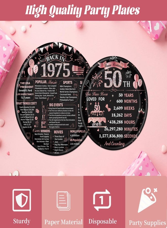 refavor 50th Birthday Decorations for Women, 96PCS Birthday Party Plates Napkins and Forks Tableware, Rose Gold Disposable Cheers to 50 Years Dinnerware Supplies 24 Guests - Image 4