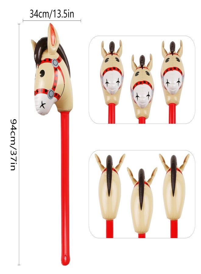 EVERMARKET 2PCS Inflatable Stick Horse,Inflatable Horse Head on Stick Costume Pony/Halloween/Western Cowboy/Baby Shower Birthday Party Decorations Supplies Favors Props,37 Inches (Red Pink) - Image 2