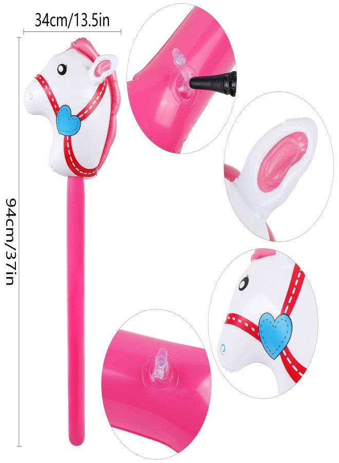 EVERMARKET 2PCS Inflatable Stick Horse,Inflatable Horse Head on Stick Costume Pony/Halloween/Western Cowboy/Baby Shower Birthday Party Decorations Supplies Favors Props,37 Inches (Red Pink) - Image 3