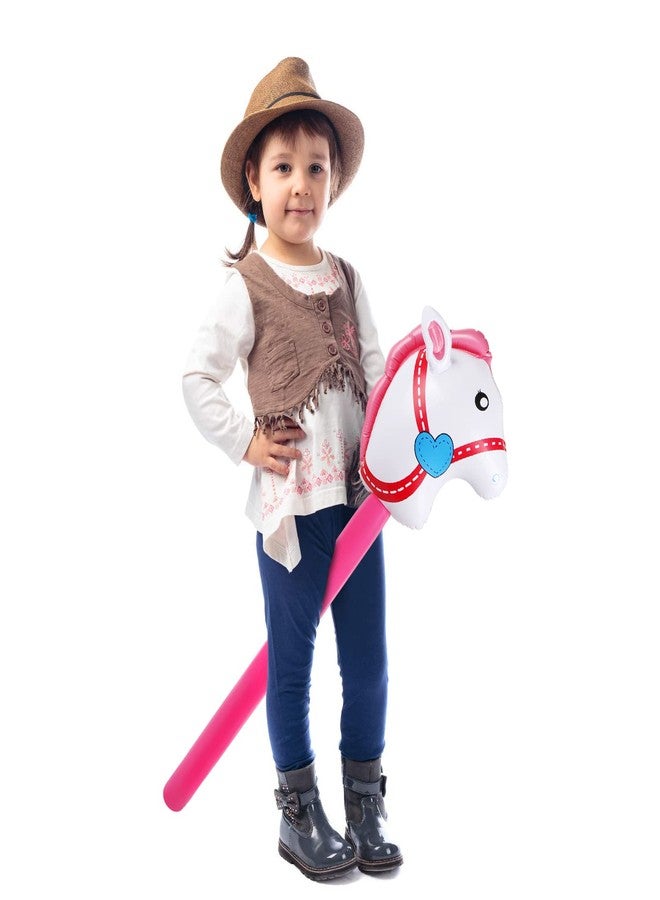 EVERMARKET 2PCS Inflatable Stick Horse,Inflatable Horse Head on Stick Costume Pony/Halloween/Western Cowboy/Baby Shower Birthday Party Decorations Supplies Favors Props,37 Inches (Red Pink) - Image 4