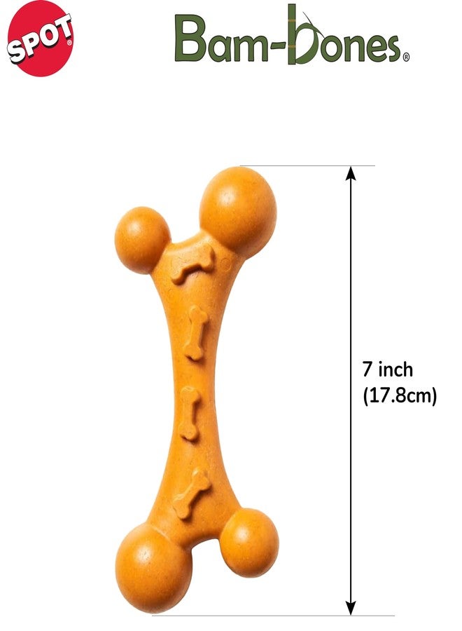 SPOT Bam-Bones Nubby Bone - Made with Strong Bamboo Fiber, Durable Long Lasting Chew Toy for Light to Moderate Chewers for Dogs & Teething Puppies Under 40lbs, 7in Allergen Free Peanut Butter Flavor - Image 3