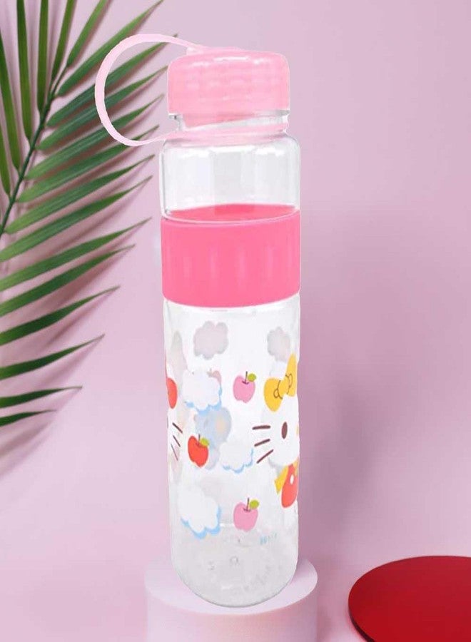 بريمسونس زجاجة مياه بلاستيكية أنيقة للأطفال/الفتيات بتصميمات كرتونية مطبوعة - وردي - (كبيرة) - Image 5