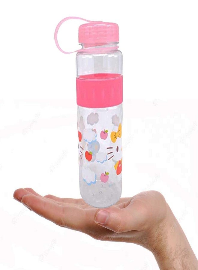 بريمسونس زجاجة مياه بلاستيكية أنيقة للأطفال/الفتيات بتصميمات كرتونية مطبوعة - وردي - (كبيرة) - Image 3