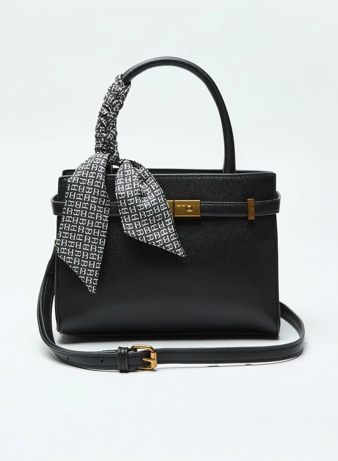 Flora Bella By Shoexpress Women Solid Tote Bag with Detachable Strap and Ribbon Detail