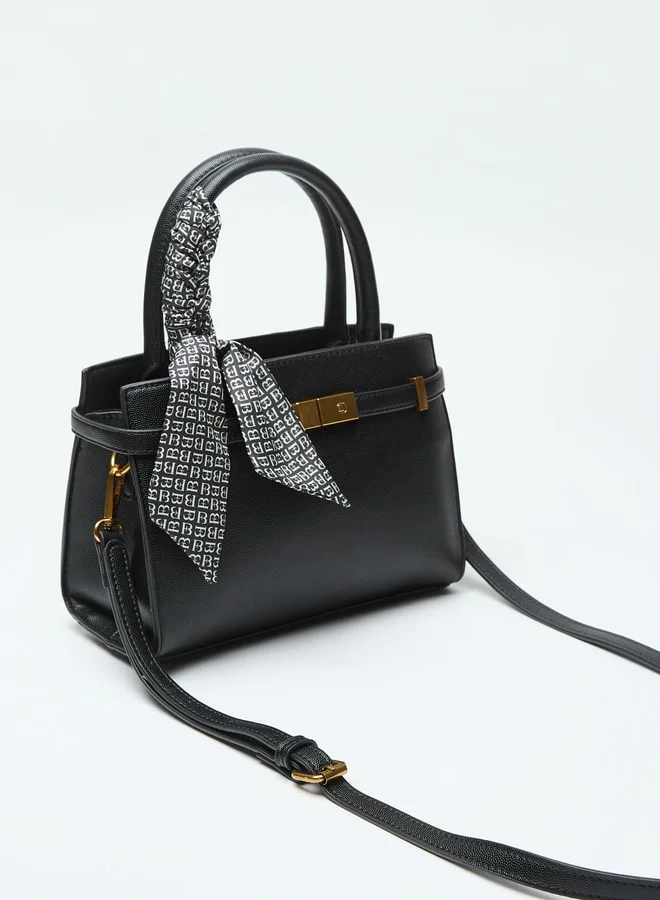 Flora Bella By Shoexpress Women Solid Tote Bag with Detachable Strap and Ribbon Detail