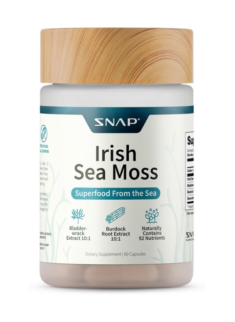 Irish Sea Moss Superfood From Sea, bladder wrack extract 10:1, burdock root extract 10:1 naturally contains 92 nutrients, dietary supplement / 60 capsules