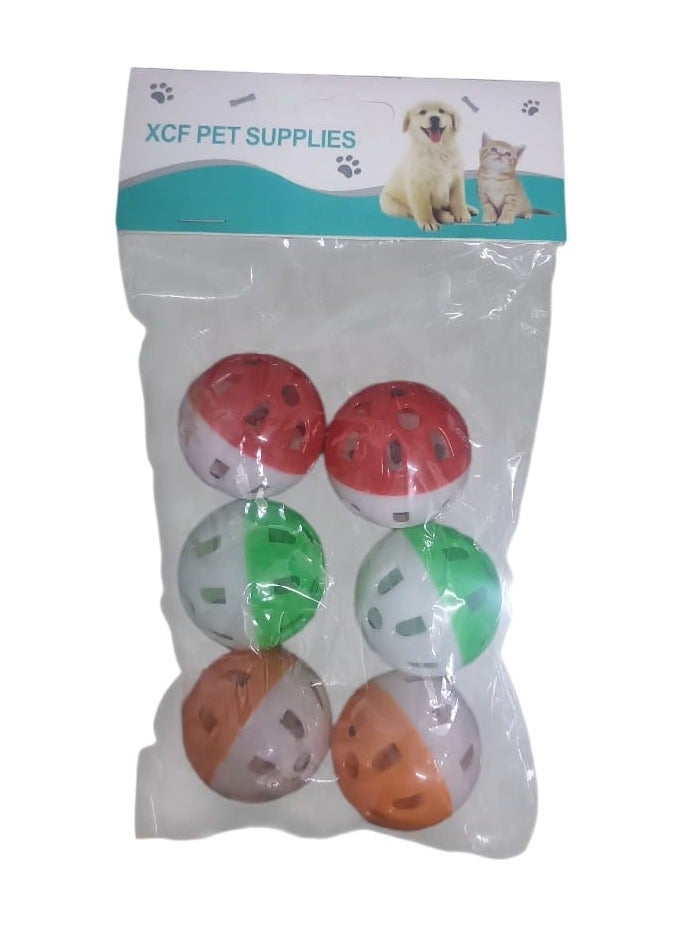 لعبة قطط كرة مع الجرس متعددة الالوان 6 حبة - Image 1