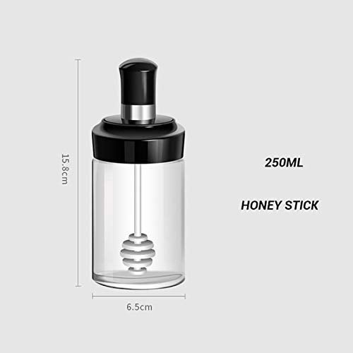 Bhavyam multifunctional honey bottle with dipper stick spoon for kitchen home,Glass Food Storage Honey Jar with Dipper,honey syrup jar with spoon(empty/250 ml) (1) - Image 5