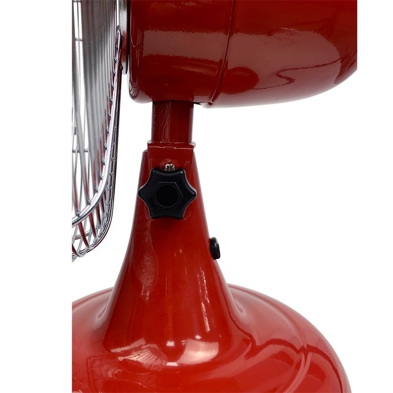 Good Housekeeping 92611 All-Metal 12" Retro Desk Office Table Fan with Wide Oscillation, 3-Speed Settings & Carrying Handle, Crimson Red - Image 3