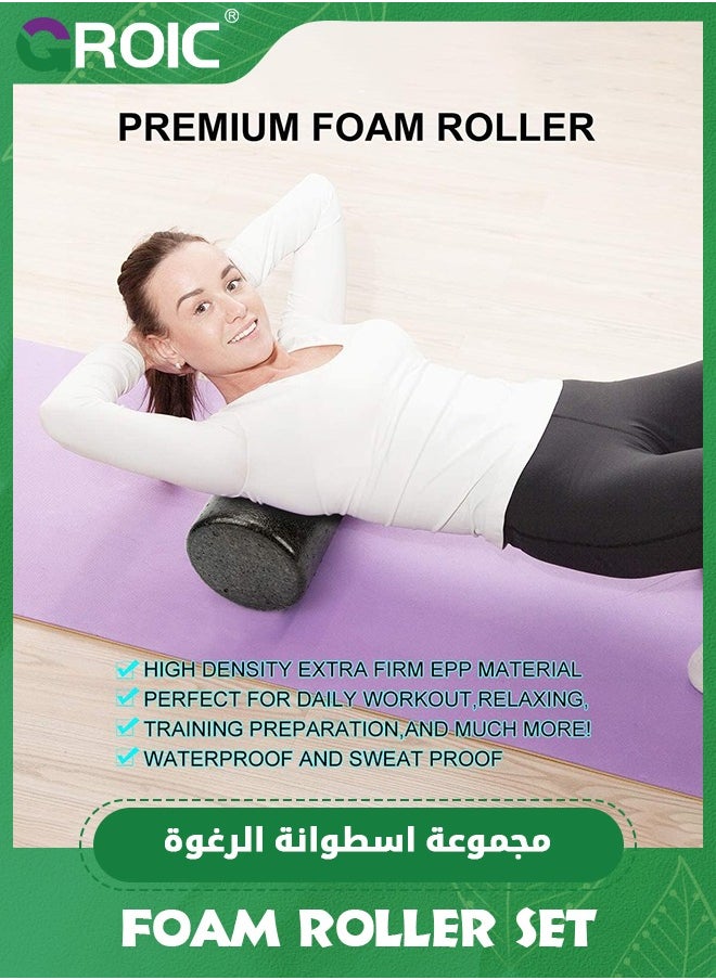 GROIC Foam Roller Set - High Density Back Roller, Muscle Roller Stick,2 Foot Fasciitis Ball, Stretching Strap, Peanut Massage Ball for Whole Body Physical Therapy & Exercise, Back Pain, Leg, Deep Tissue  - Image 4