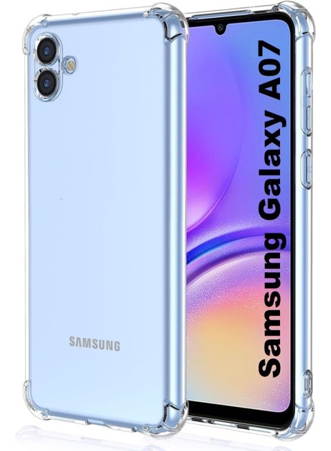 Samsung Galaxy A07 Clear Transparent Case Soft Flexible TPU Back Cover Anti Drop Shockproof Case with Reinforced edge Bumper Corner for Samsung Galaxy A07