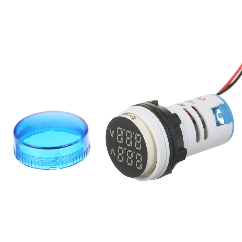 مقياس الفولت والأمبير (Volt-Ammeter) بنطعة دائرية زرقاء مقاس 30*30 مم - مقاس رقمي للجهد والتيار يصل مدى القياس إلى 0-100 أمبير في التيار المتردد و50-500 فولت، مخصص للطاقة الكهربائية والاتصالات السلكية واللاسلكية والمعدات الآلية والسفن والمنسوجات والطباعة والمعدات التعدينية - Image 4