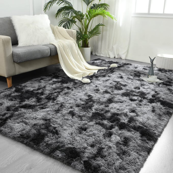 6X9 FEET LARGE AREA RUGS FOR LIVING ROOM TIEDYED DARK GREY SHAGGY RUG FLUFFY THROW CARPETS ULTRA SOFT PLUSH MODERN INDOOR FUZZY RUGS FOR BEDROOM GIRLS KIDS NURSERY ROOM DORM HOME DECOR