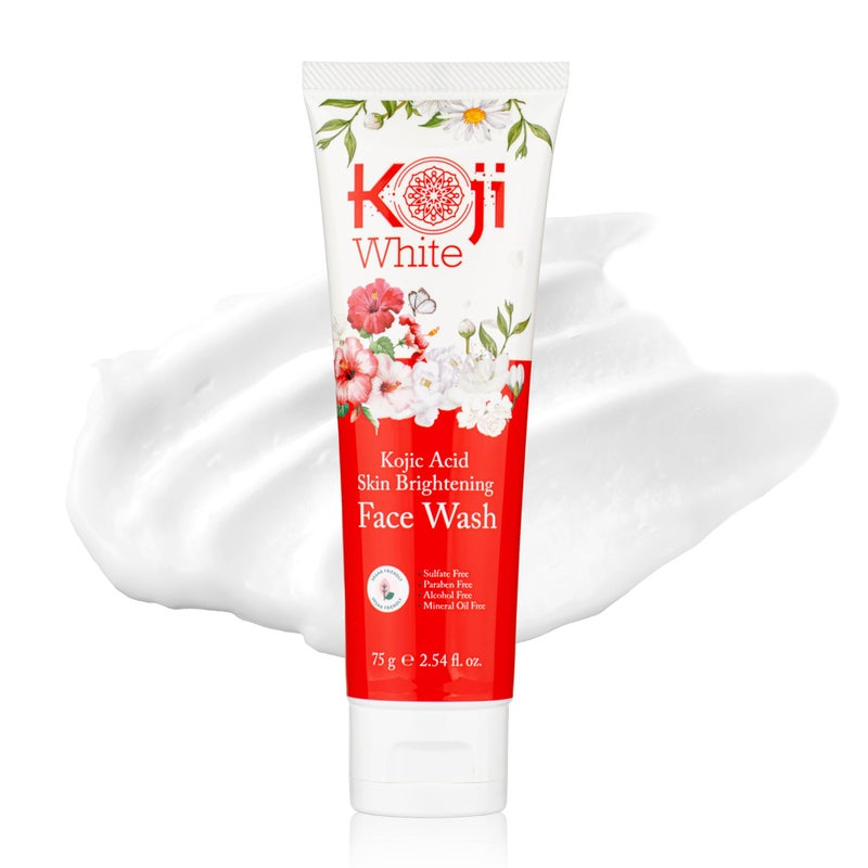 Koji White Kojic Acid Skin Brightening Face Wash for Exfoliating Face Hydrating Face Moisturizer Vegan Face Wash Even Skin Tone with Vitamin C Flower Extracts Vitamin E 254 Fl Oz
