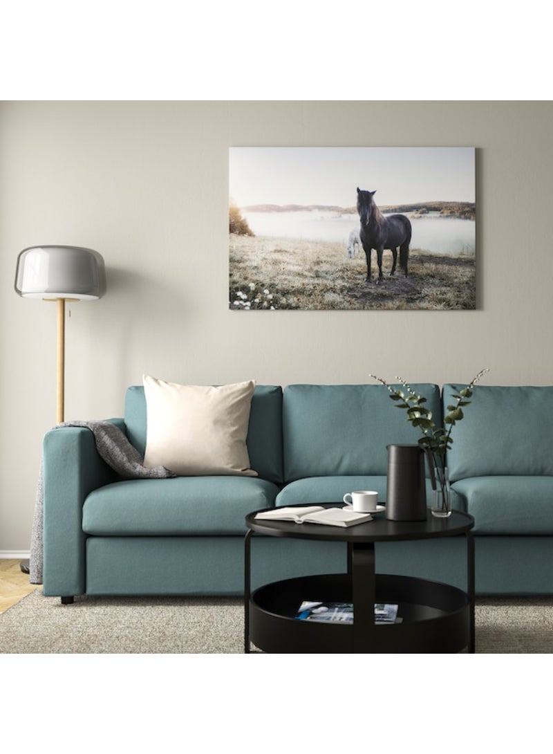 IKEA FRAKTA Picture with frame - grazing horses/aluminium-colour - 118x78 cm - Image 3