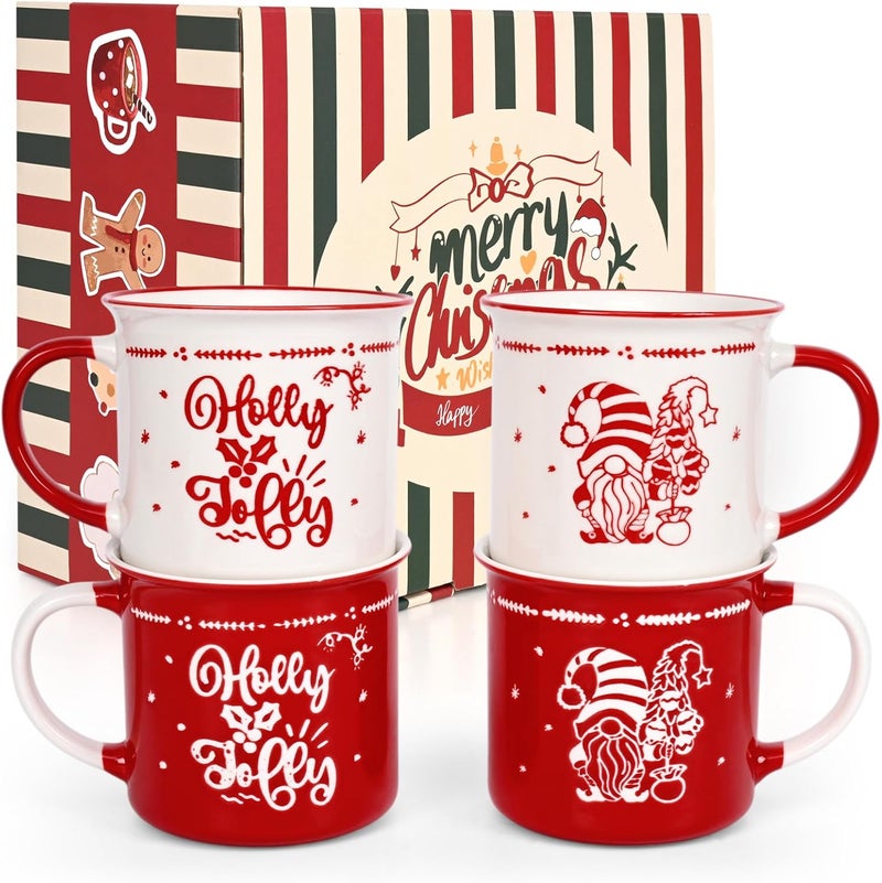 Cabtnca مجموعة أكواب كابنتكا لعيد الميلاد - 4 أكواب عيد الميلاد - أكواب قهوة عيد الميلاد - أكواب سيراميك لعيد الميلاد - كوب سانتا الأقزام - أكواب العطلات - ديكور أكواب عيد الميلاد - هدايا عيد الميلاد للنساء والأطفال - 13 أونصة - Image 1