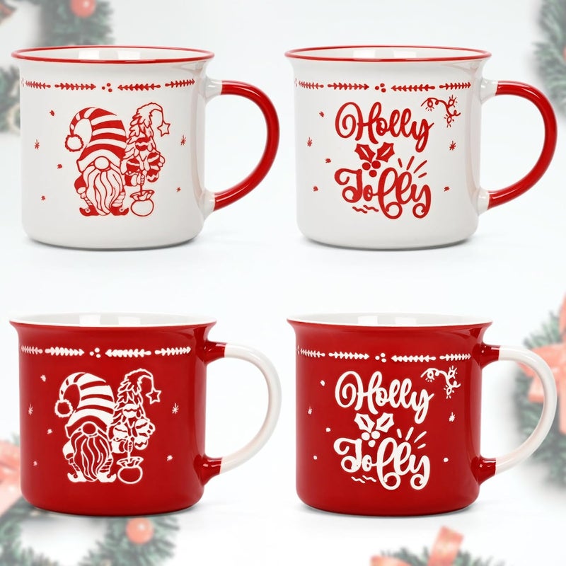 Cabtnca مجموعة أكواب كابنتكا لعيد الميلاد - 4 أكواب عيد الميلاد - أكواب قهوة عيد الميلاد - أكواب سيراميك لعيد الميلاد - كوب سانتا الأقزام - أكواب العطلات - ديكور أكواب عيد الميلاد - هدايا عيد الميلاد للنساء والأطفال - 13 أونصة - Image 2
