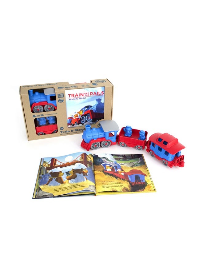 Green Toys Green Toys Train & Storybook Set - Pretend Play, Motor Skills, Reading, Kids Toy Vehicle Gift Set. No BPA, phthalates, PVC. Dishwasher Safe, Recycled Materials, Made in USA.  - Image 1