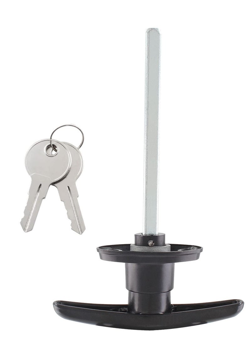 SYOSI - Truck Cap Locking T-Handles 1 Pack Camper Topper Locks with Keys, Canopy Replacement Locks Blind Mount Locks for RV Caravan Motorhomes Black - Image 1