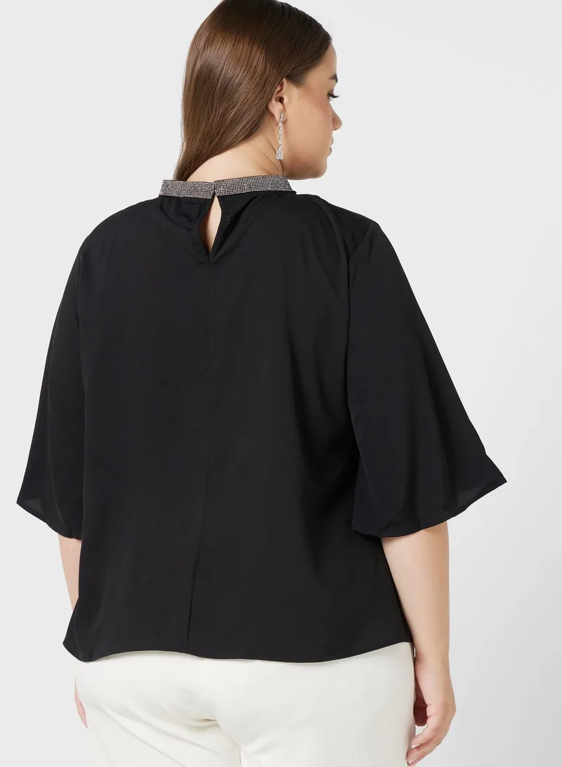 Ella Plus Embellished Neck Detail Top