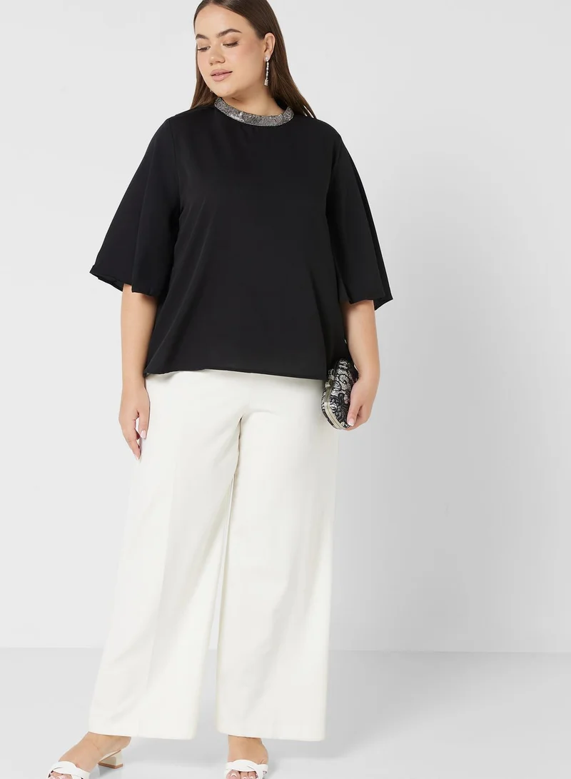 Ella Plus Embellished Neck Detail Top