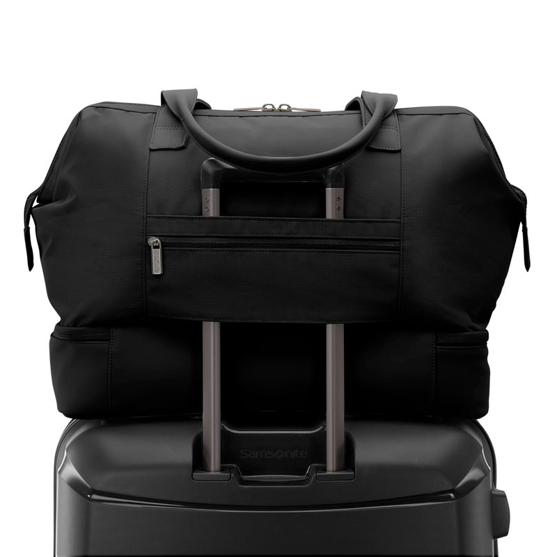 Samsonite Better Than Basics Weekender Duffle â€“ Drop Bottom Travel Bag with 14â€ Laptop Compartment, SmartSleeveâ„¢ Trolley Strap, Adjustable Shoulder Strap, Durable RPET Lining, Black - Image 3