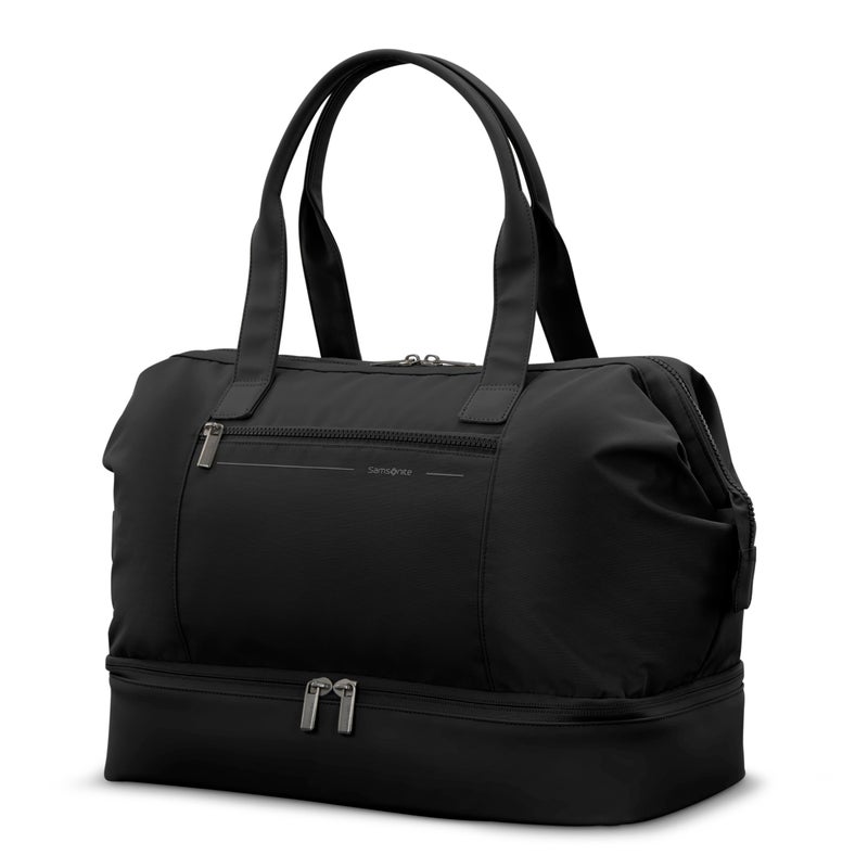 Samsonite Better Than Basics Weekender Duffle â€“ Drop Bottom Travel Bag with 14â€ Laptop Compartment, SmartSleeveâ„¢ Trolley Strap, Adjustable Shoulder Strap, Durable RPET Lining, Black - Image 1