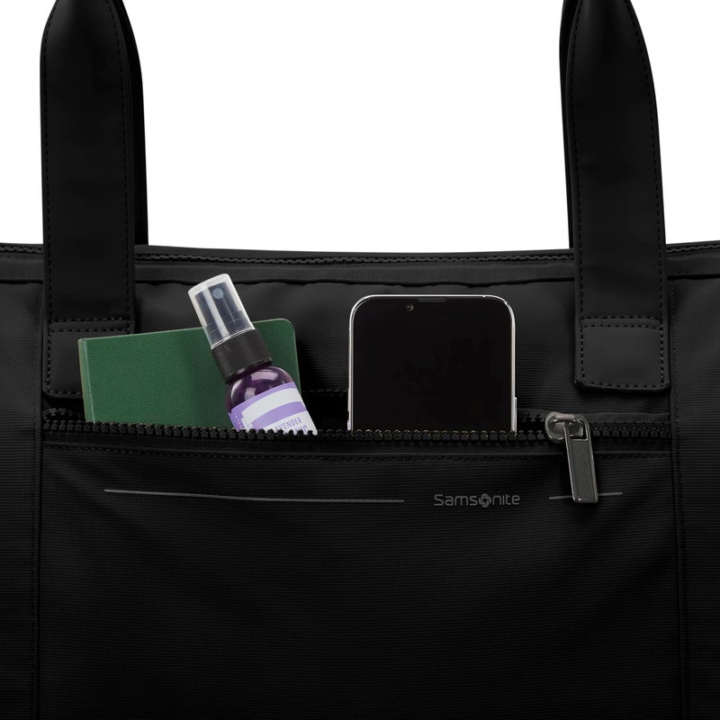 Samsonite Better Than Basics Weekender Duffle â€“ Drop Bottom Travel Bag with 14â€ Laptop Compartment, SmartSleeveâ„¢ Trolley Strap, Adjustable Shoulder Strap, Durable RPET Lining, Black - Image 4
