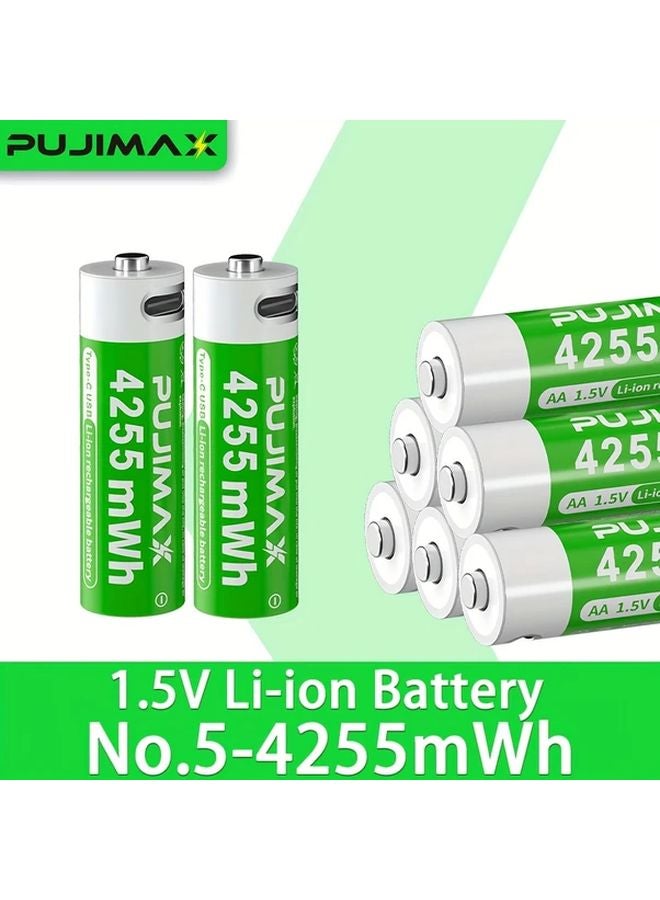 PUJIMAX AA 1 5V 4255mWh Rechargeable Lithium Ion Battery 16PCS Fast USB C Charging - Image 5