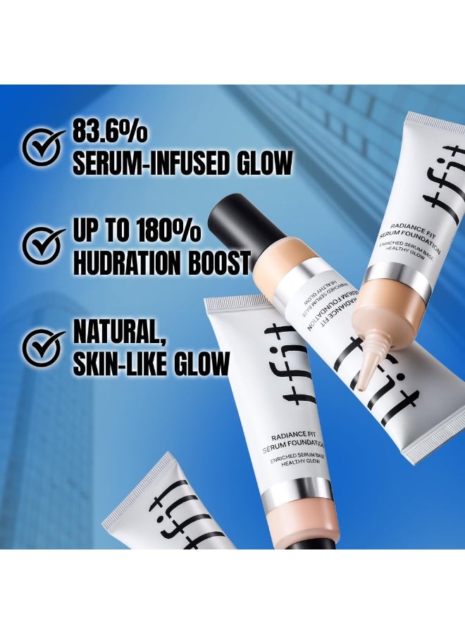 TFIT Radiance Fit Serum Foundation - Flawless Coverage, Dewy finish, Long-lasting, Lightweight, Korean Makeup, (C01 Porcelain, 30g) - Image 4