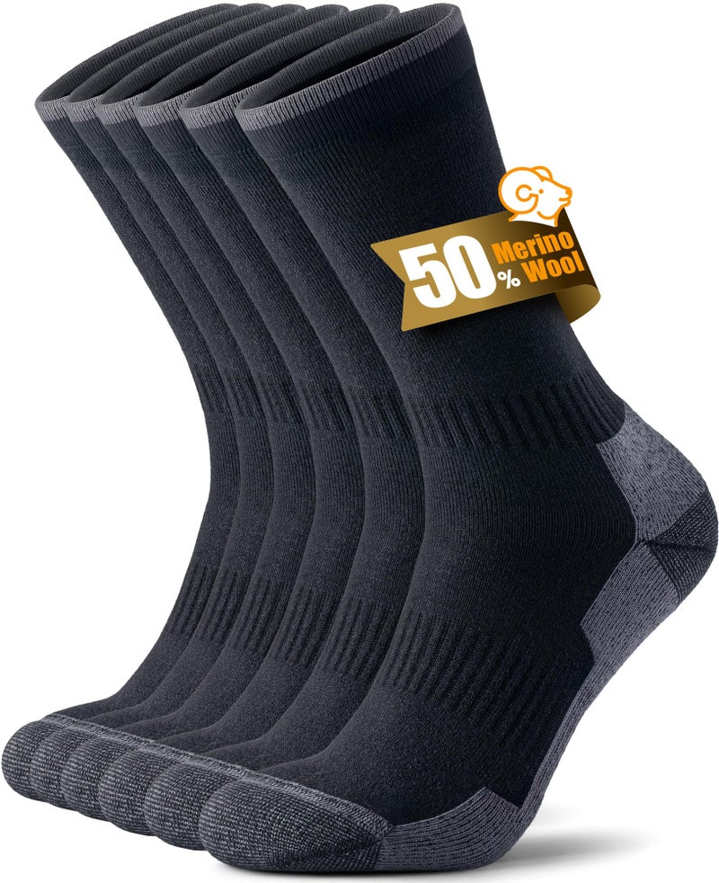 RUIXUE Merino Wool Hiking Socks for Men Women | OEKO-TEX & GRS Certified | Seamless Toe, Terry Cushioned, Odor-Resistant, Breathable Soft Stretch Thermal Warm Boot Sock - 3 Pairs,M - Image 1