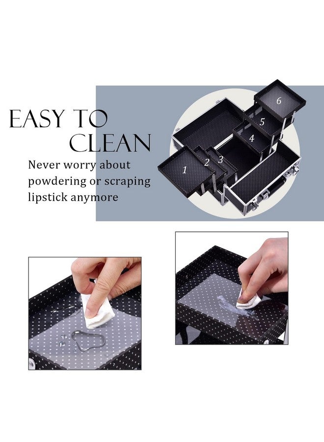 FRENESSA Makeup Train Case Makeup Case 11.8 Inch Large Cosmetic Box Organizer Travel Storage Professional Make Up Train Carrying Case with 6 Trays Locking Hard Vanity Storage Black - Image 2