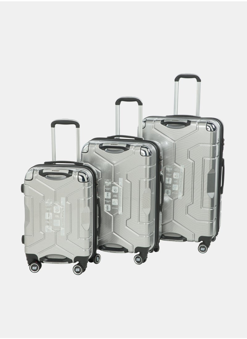 British Tourister 3-Piece ABS Hard Shell Luggage Set (20/24/28 Inch) with Expandable Layer – Lightweight Suitcases with Spinner Wheels, Aluminium Trolley – Travel Trolley Bag Set