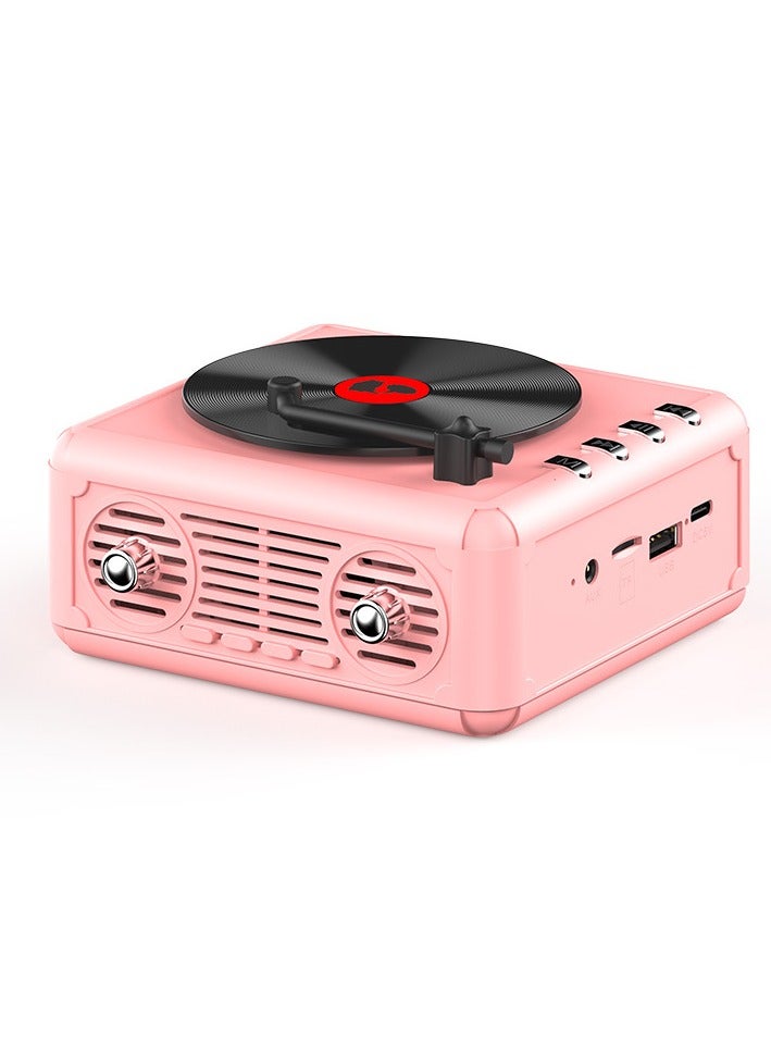 NIBEMINENT Wireless Record Player Bluetooth Audio Retro Creative Mini Portable Card Small Speaker Subwoofer  - Image 1