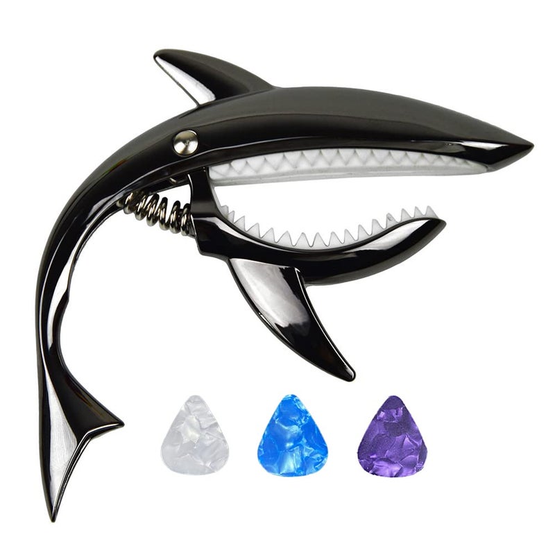 FEimaX Guitar Capo for Acoustic and Electric Guitars, Zinc Alloy Shark Capo for Ukulele Bass Banjo Mandolin Guitar Accessories Guitarists Gift with Picks