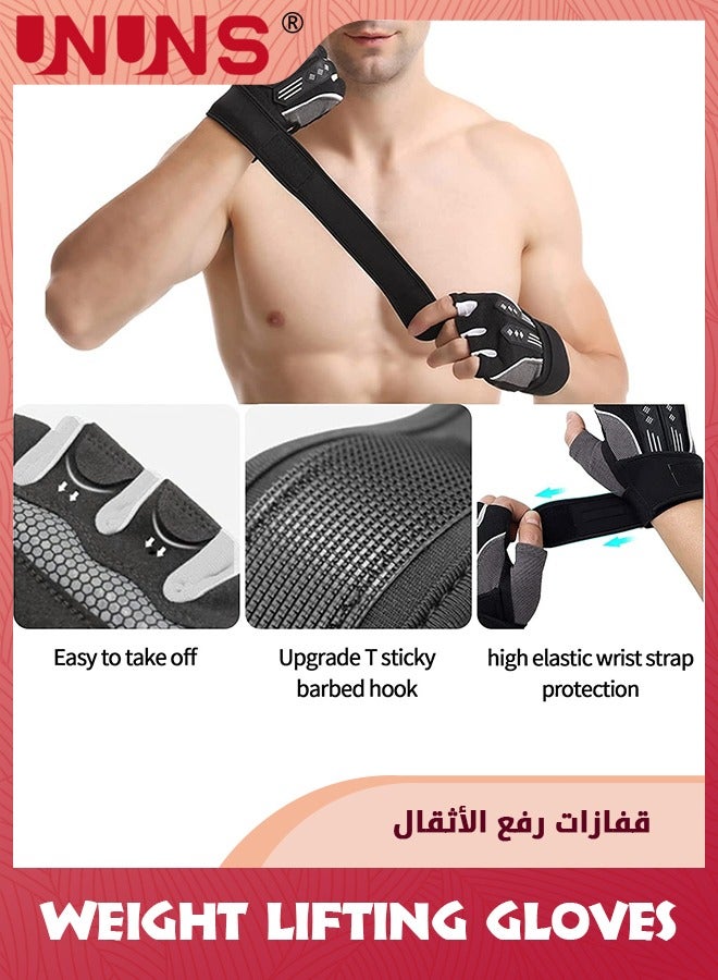 UNUNS Weight Lifting Gloves,Workout Gloves For Men And Women,Cycling Gloves With Wrist Straps,Breathable Half Finger Exercise Gloves For Gym/Weight Training/Pull Up Home Work Out  - Image 3