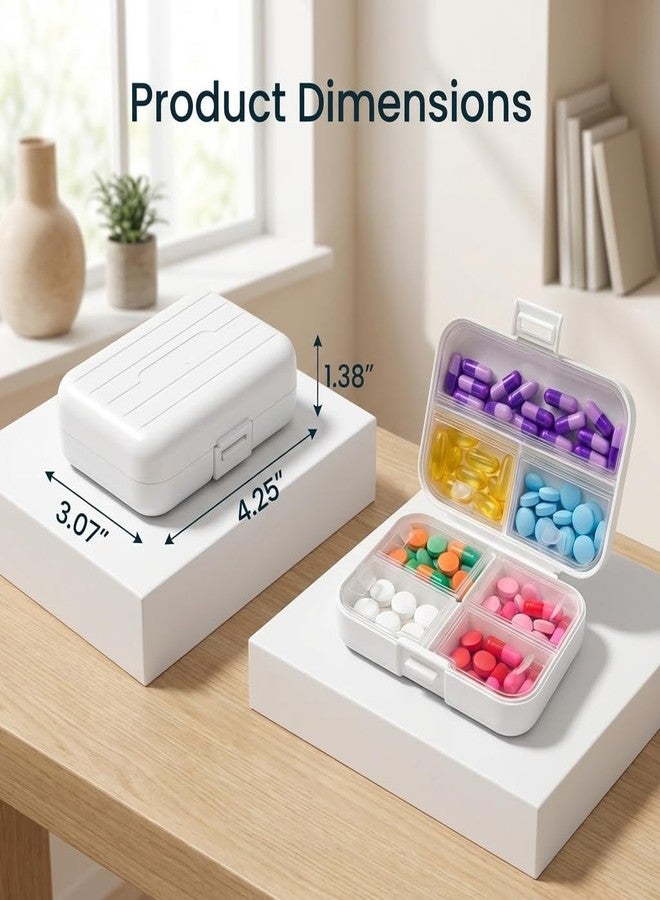 Gtheimn Travel Pill Organizer, Portable 7 Compartments Foldable Pill Box, Daily Medicine Dispenser and Vitamin Container with Secure Lids for Pocket or Purse (White - Image 2