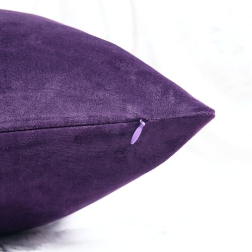 Hibate 2 Pack Soft Velvet Couch Throw Pillow Covers 18x18 Inch for Sofa Living Room Bedroom (Purple) - Image 3