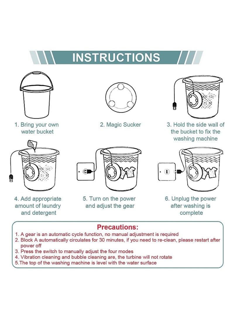 غسالة محمولة غسالة صغيرة 3in1 أضواء صغيرة موجات فوق صوتية مريحة للسفر المنزل الأعمال السفر USB - Image 5