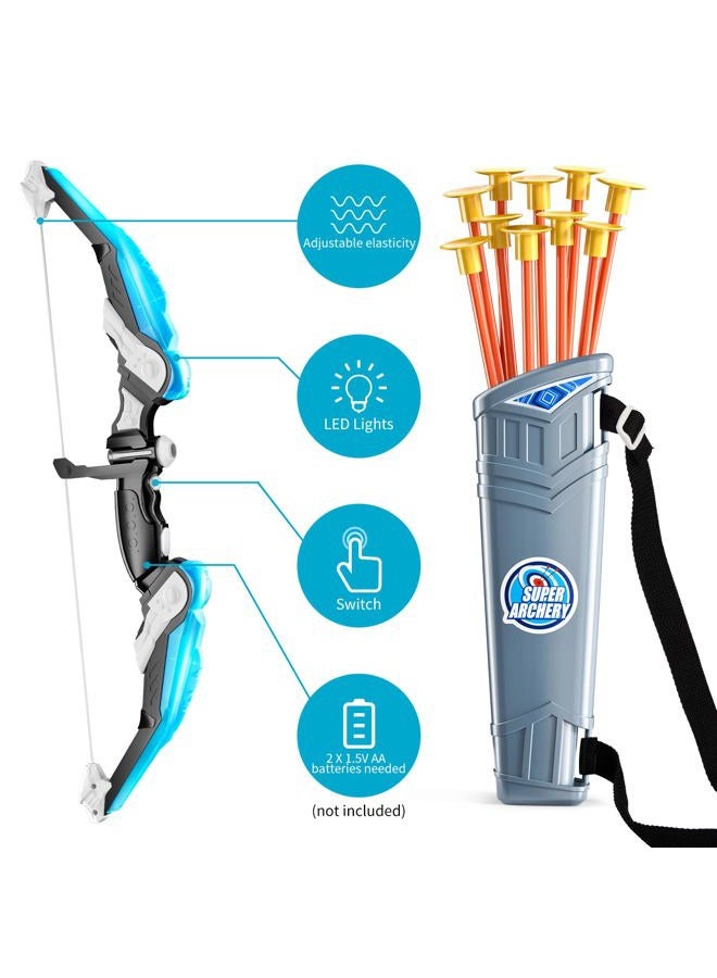 TEMI 2 Pack Set Kids Archery Bow Arrow Toy Set Outdoor Hunting Play with 2 Bow 20 Suction Cup Arrows 2 Target & 2 Quiver, LED Light Up Function Toy, Outdoor Toys for Kids, Boys & Girls Ages 3-12 - Image 5